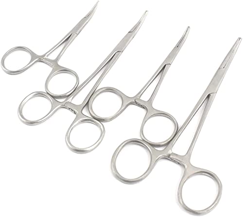 4 PCS ASSORTED MOSQUITO HEMOSTAT FORCEPS PLIERS CURVED SERRATED 3.5" + 4.5"+ 5" + 5.5" ECONOMY GRADE STAINLESS STEEL by G.S ONLINE STORE