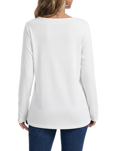 Cuptacc Longsleeve Damen Crew Neck Shirts Damen Herbst Women's T-Shirts Schlafanzug Oberteil Langarm Weiss Top Weiss S 34-36