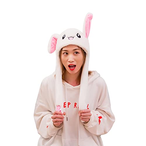 AWCIGG Plüsch Mütze mit Beweglichen Hasen Ohren Wackelohren Dressfan Bunny Hat Ears Hasenmütze Kawaii Accessoires Hut Lustige Tiermütze für Kinder Dame Mädchen Ostern Weihnachten Geschenk Cover