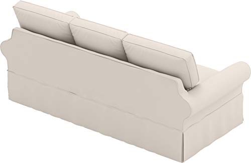 HomeTown Market Sofa Covers Custom Made Compatible for Pottery Barn PB Basic Three Seater Sofa Slipcover (PB Basic 3 Seat (Width: 82.5\"), Polyester Flax Beige)