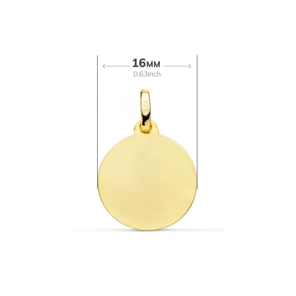 Medalla Niño Primera Comunión Oro 18k perfil 16mm. bisel liso