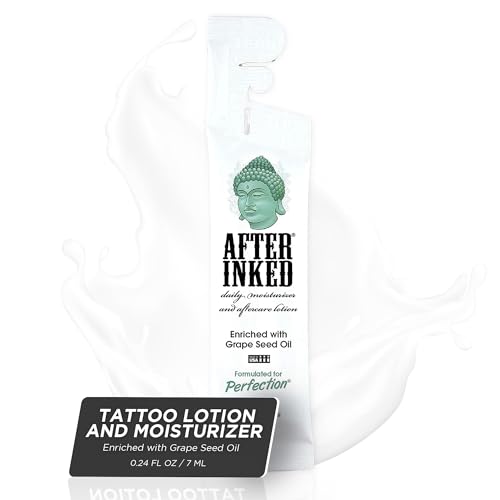 After Inked Tattoo Lotion - Tattoo Moisturizer Aftercare Lotion, 7ml Tattoo Balm, Ink Hydration Tattoo Aftercare Kit, Reclosable Pillow Pack (1-Pack)