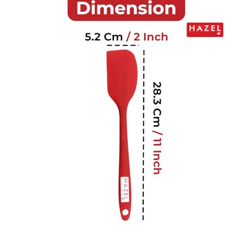 Image of HAZEL Silicone Spatula 11 inch (Red) | Heat Resistant Non-Stick Flexible Spatula for Mixing, Scraping & Spreading Batter | Durable & Easy to Clean Baking Tool