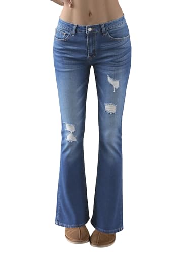 EMMIOL Flared Jeans for Women Stretchy Mid Rised Bootcut 2025 Trendy Fall Sexy Curvy Denim Pants Bell Bottoms