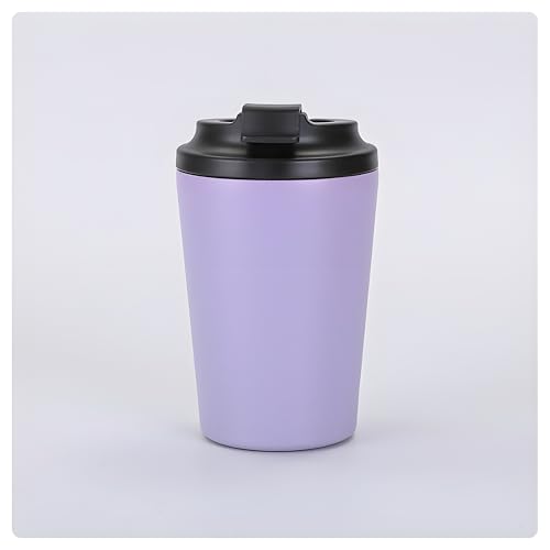 Image of Motka 350ml Coffeemate Vacuum Insulated Cup| Stainless Steel Travel Coffee Mug with Leak Proof Lid| Fat Bottomed Tumbler| Double Wall Portable Thermal Flask| Sipper for Hot and Cold Drinks (Violet)