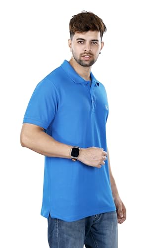 Image of KAUS & SHAN Men's Pure Cotton Regular Fit Solid Half Sleeve Casual & Semi Formal Office Wear Polo T-Shirt