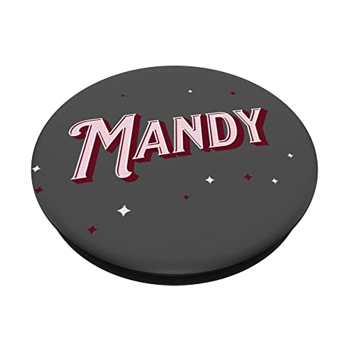 Mandy Name Personalised PopSockets Swappable PopGrip, Black - Image 2