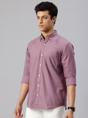 Image of Majestic Man Men's Solid Pure Cotton Casual Shirt - Slim Fit | Full Sleeves | Soft & Breathable Fabric