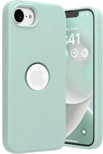 Image of Elzzi Microfiber Logo Cut Cover Compatible for iPhone 16e /17e Case Liquid Silicone Cases Full Body 4 Layer Protective Covers Shockproof Back Cover with High Raised Camera Lips (6.1 inch, Mint Green)