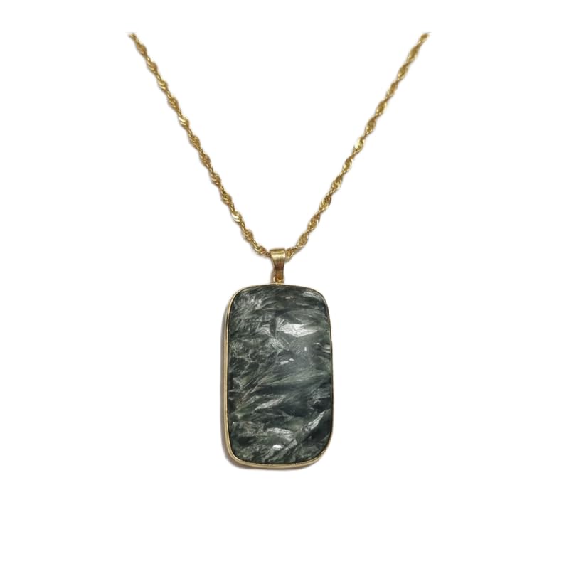 Pendentif en quartz gris rectangulaire avec sa chaîne câble de 45cm