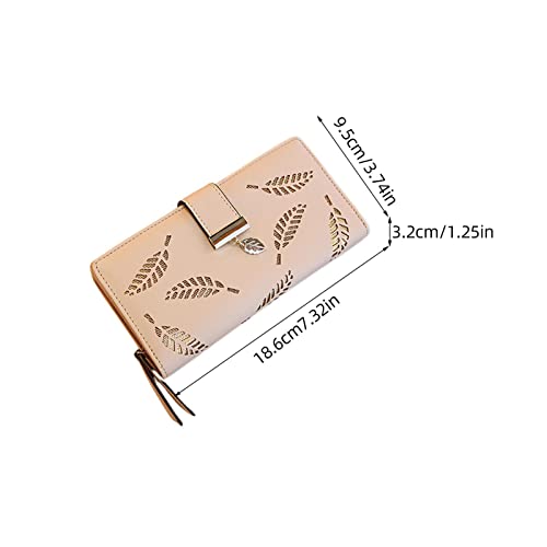 Clutch Wallet with Clasp - Slim Wallet for Women, Pocket Wallets for Women Long Leather Card Holder Purse Zipper Buckle Elegant Clutch Wallet Baodan4