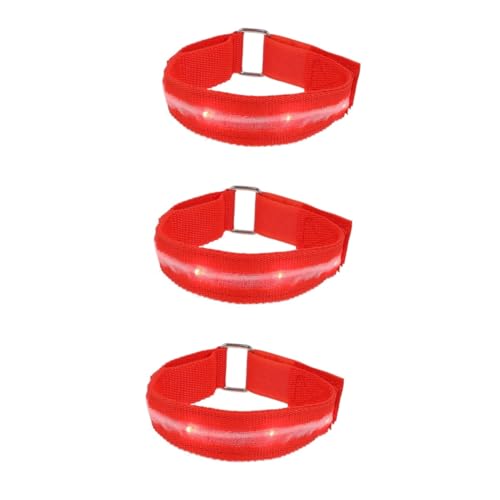 ifundom 3 pcs Glowing Running Wrist Belt LED Light Arm Band for Night Visibility for Outdoor Activities Lightweight and Comfortable Red