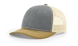 Joe's USA Richardson 112 Trucker Hat - Premium Adjustable Snapback Hats-OSFM-Heather Grey/Birch/Amber Gold