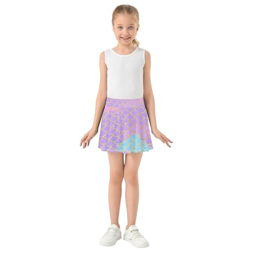 Colored Athletic Shorts for Girls Skorts Kids Tennis Skirts Butterfly Skirt Pastel Purple Mermaid Scale Pink 4t3