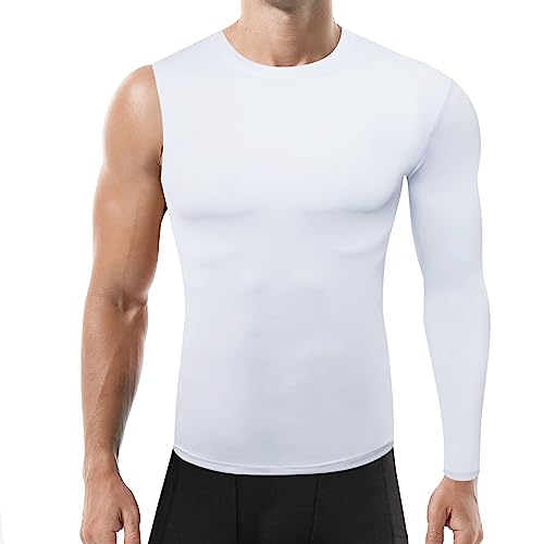 Mens One Arm Sleeve Compression Shirt 1/2 Long Sleeve Base Layer Sports Workout Basketball Top