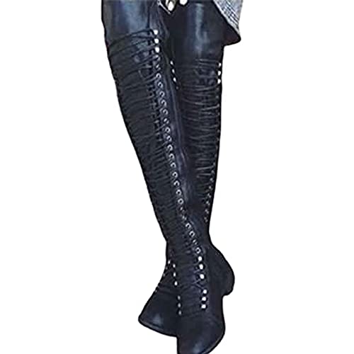 ERALP Sexy Overknee-Stiefel Zum Schnüren - Damen Retro-Ritterstiefel Aus...