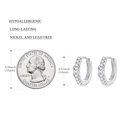 Image of BISAER Silver Huggie Hoop Earrings for Women, 925 Sterling Silver Post Star Small Hoop Earrings Hypoallergenic Lightweight Everyday Jewelry Gift Cute