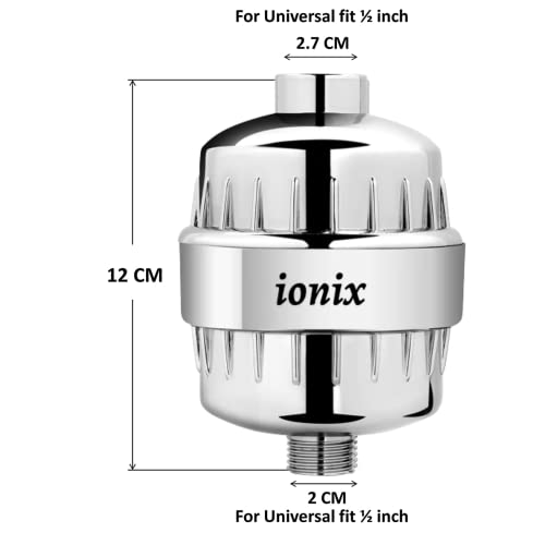 Image of IONIX Water Softener | 1 Year Warranty | Hard Water Softener for Tap and Shower Heads, Shower Filter for Bathroom, 15 Stage Hard Water Filter with Easy Self-Installation (Chrome, Set of 1)
