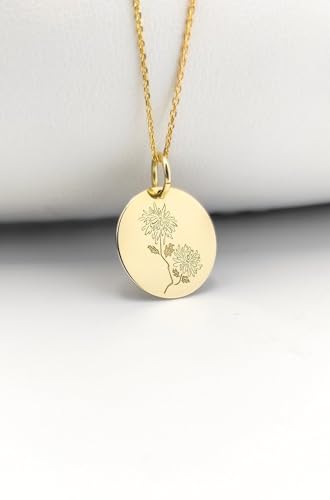 Chaîne 45 cm avec breloque fleur de naissance chrysanthème argent 925 doré LKBEADS - 2