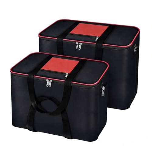 Image of RADIANT Nylon Big Underbed Storage Bag Moisture Proof Cloth Organiser with Zippered Closure and Handle(BlackRed, 54x46x28cm) (Rectangular) (Pack of 2)