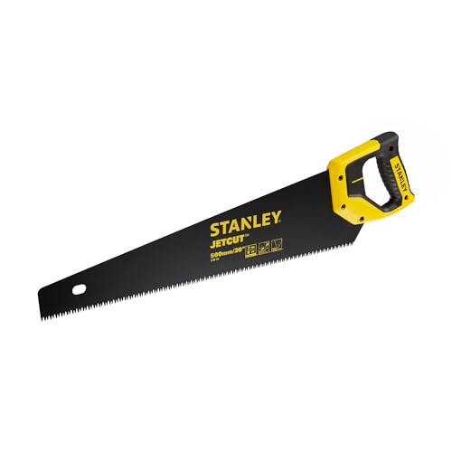 STANLEY 2-20-151 Scie Égoïne Fabriquée en France -denture JetCut 7dents/Pouce - Traitement HardPoint et Blade Armor Anticorrosion - Coupe de Débit Grosse Section 500 mm - Poignée Bi matière