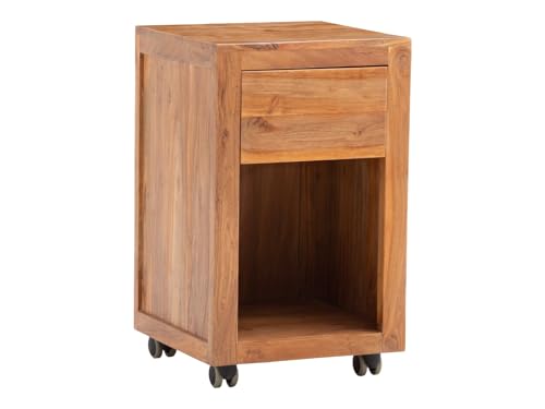 Woodkings Rollcontainer Osbon I Massivholz Aktenschrank für Schreibtisch 40x65x40 I mobiler Schreibtisch Unterschrank mit Schubkasten und Rollen I für Heimbüro und Büro Akazienholz