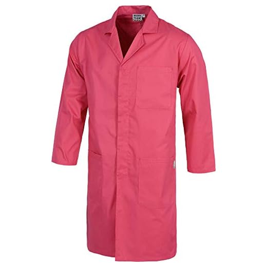 Work Team Bata Unisex con Cierre de Corchetes Ocultos, un Bolso de Pecho y Dos Laterales. Hombre Rosa Fucsia L