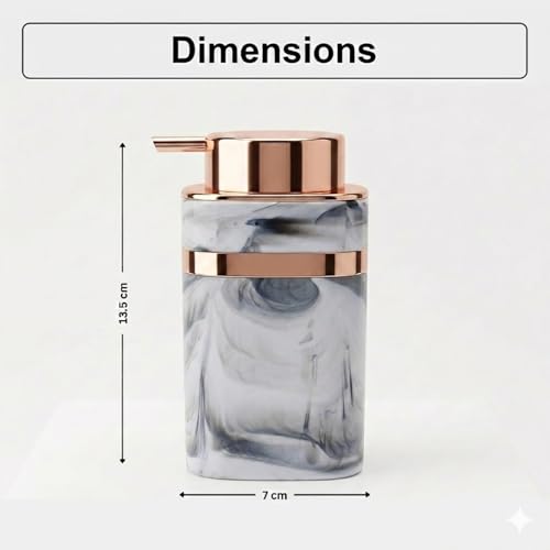 Image of Luxe Home International Marble Pattern Plastic Soap Dispenser for Bathroom and Kitchen Sink Leak Proof Liquid Hand Wash Square Bottle Lightweight Smooth Finish (13.5x7 cm White) Pack of 1