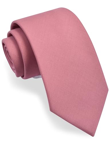 Image of Gusleson Mens Dusty Rose Tie for Wedding Solid Tartan Woven TR Material Blush Pink Tie (UK1032-19)