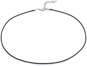 ET142 Unisex Faux Leather Cord Necklace Black 1 mm x 54 cm