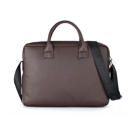 Image of KENNETH COLE Unisex Professional 15 Inch Laptop Bag | Premium Glossy Textured PU Lightweight Briefcase Bag | Adjustable Shoulder Strap, for Work, Business and Travel