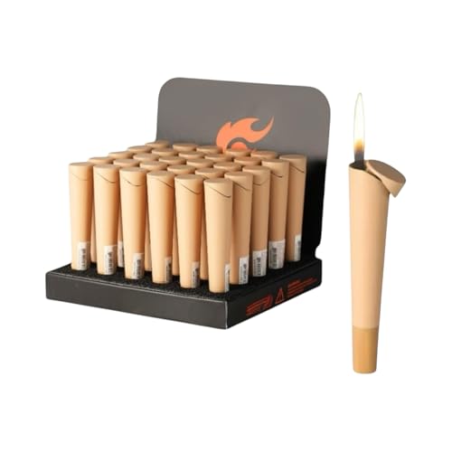 Pre-Roll Cone Design Butane Lighter Compatible with Prerolled Raw Cones Vintage Novelty Refillable & Adjustable Unique (No Gas)