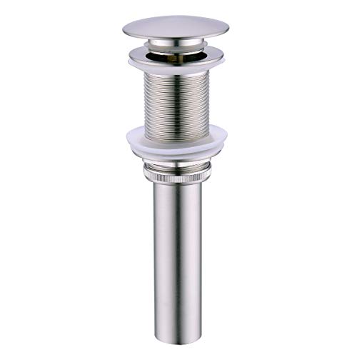 BESTILL Bathroom Vessel Sink Drain Stopper, Push Pop Up Drain Without Overflow, Brushed Nickel