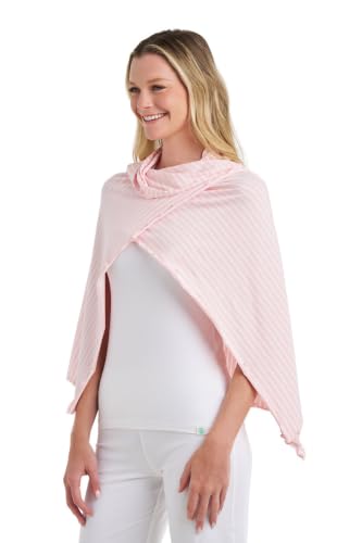 Image of Coolibar Women's Savannah Sun Blanket - UPF 50+ Sun Protection - Coco Plum in Soft Pink /White Stripe