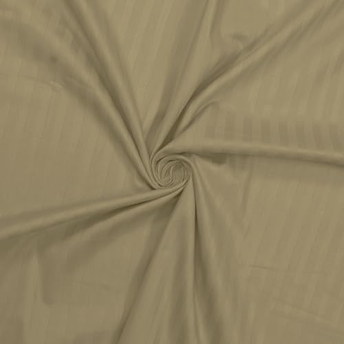 Image of Divine Casa 100% Cotton King Size Bedsheet Italian Stripe 210 TC | Soft Breathable Wrinkle Resistant Bed Sheet with 2 Pillow Covers | Luxury Bedding for Bedroom | 275 x 275 cm (Taupe, Striped)