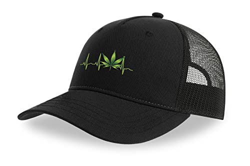 Casquette weed heart beat noire idéale pour les festivals et le streetwear
