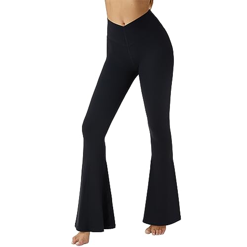 Friptspyg Pantalons de Yoga Femmes V Haute Ceinture Entraînement Jogging Pantalons Gym Formation Pantalons Contrôle Abdominal, Noir M – vue 2
