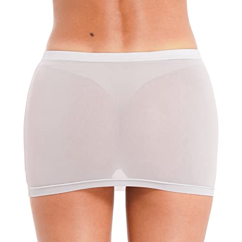 Woman's Mesh Sheer Transparent Ruched Micro Mini Hip Skirt Night Club Bodycon Pencil Skirt4