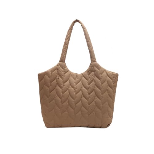 Puffy Tote Bag Padded Puffer Lattice Handbags for Women Large Capacity Quilted Shoulder Bag Padding Trendy Bag