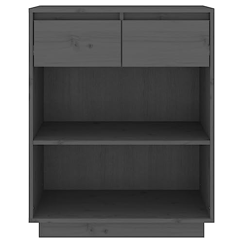 Aparador gris de madera maciza con compartimentos estile rustico 7
