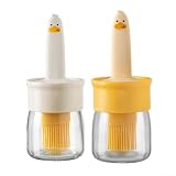 2 Stück Glasölspenderflasche mit Silikon-Backpinsel-Set, hitzebeständiger Backpinsel für Grillen, Marinade, Küchenutensilien, kein Saucenapplikator