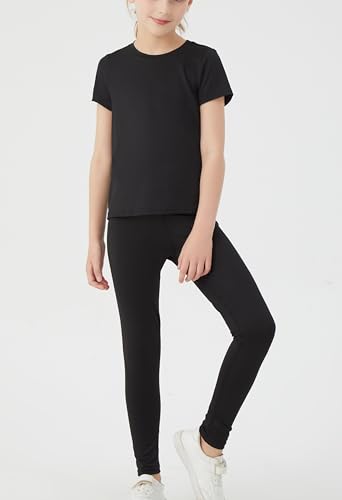 Image of DANI CHINS Girl Athletic Shirt and Compression Leggings Set for Casual Workout Sports