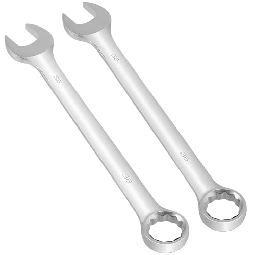 MUKCHAP 2 Pcs 36 mm Combination Wrench Forged Steel Metric Open and Box End 15-Degree Offset 12-Point Box End