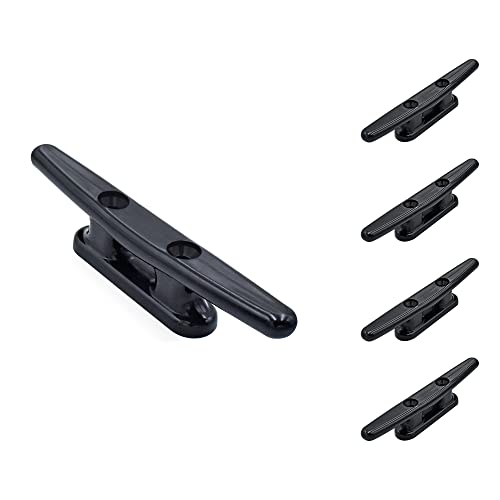 Simplified Living 4 inch Dock Cleat, Set of 4. Weatherproof Black Nylon Boat Cleat Tie Downs