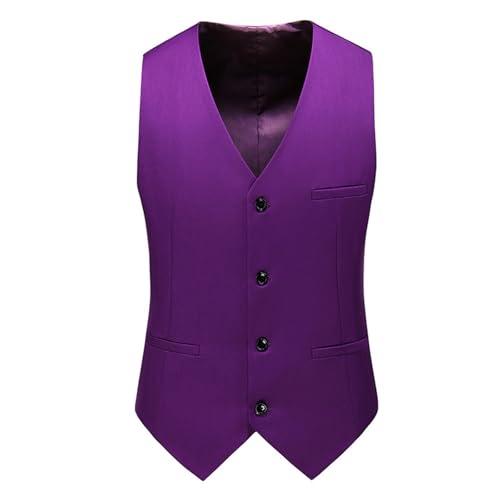 Men Suit Vest Formal Wedding Slim Fit Single Breasted Sleeveless V Neck 3 Pockets Vintage Dress Waistcoat Prom Tuxedo