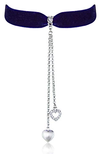 LUISIA Samt Kropfband Mattea mit Kristallen von Swarovski 48206 | mit Herz Ketten (Dunkelblau)