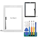 for iPad 4 Screen Replacement-SRJTEK Touch Screen for iPad 4 4th Gen A1458 A1459 A1460 Digitizer Glass Sensor Assembly Repair Parts Kits,Include Home Button,Adhesive,Tempered Glass White