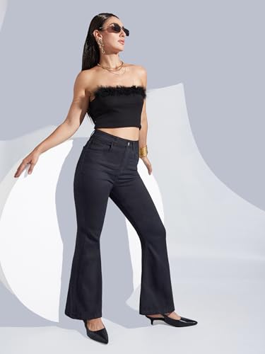 Image of Miss Chase Women's Wide-Leg High-Rise Regular-Length Stretchable Shaping Denim Jeans