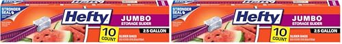 Image of Hefty Slider Jumbo Storage Bags, 2.5 Gallon Size, 90 Count (Pack of 2)