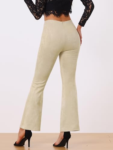 Image of Allegra K Women's Faux Suede Pants Business Casual Wide Legs Bell Bottom Flared Trousers